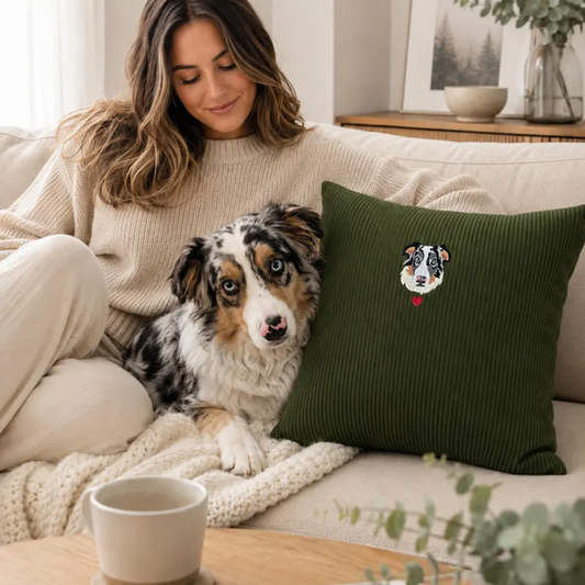 Custom Embroidered Pet Portrait Pillow