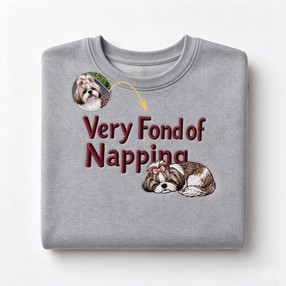 Very Fond of Napping — Custom Pet Portrait Embroidered Sweatshirt