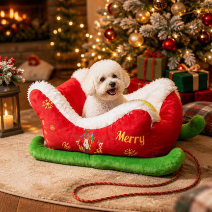 Red Sleigh Pet Bed with Sherpa Lining