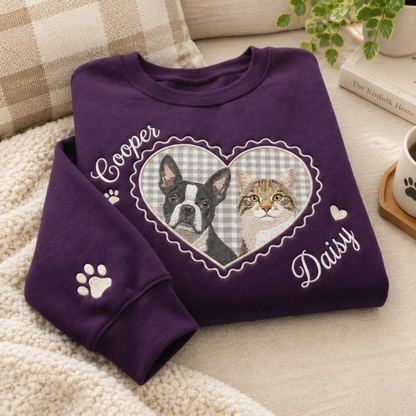 Custom Locket Heart Pet Portrait Sweatshirt
