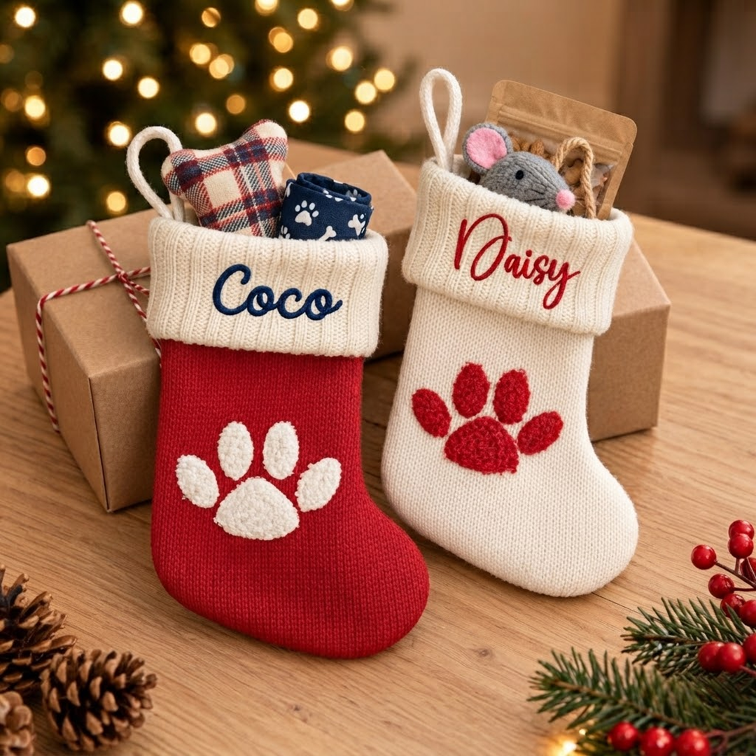Personalised Pet Christmas Stocking with Embroidered Name