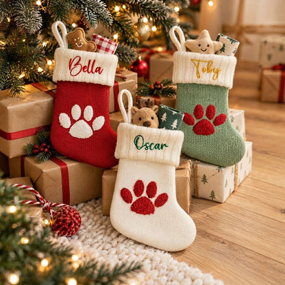 Personalised Pet Christmas Stocking with Embroidered Name