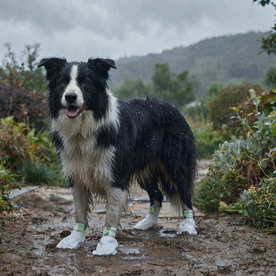Disposable Dog Booties with Self-Adhesive Wrap