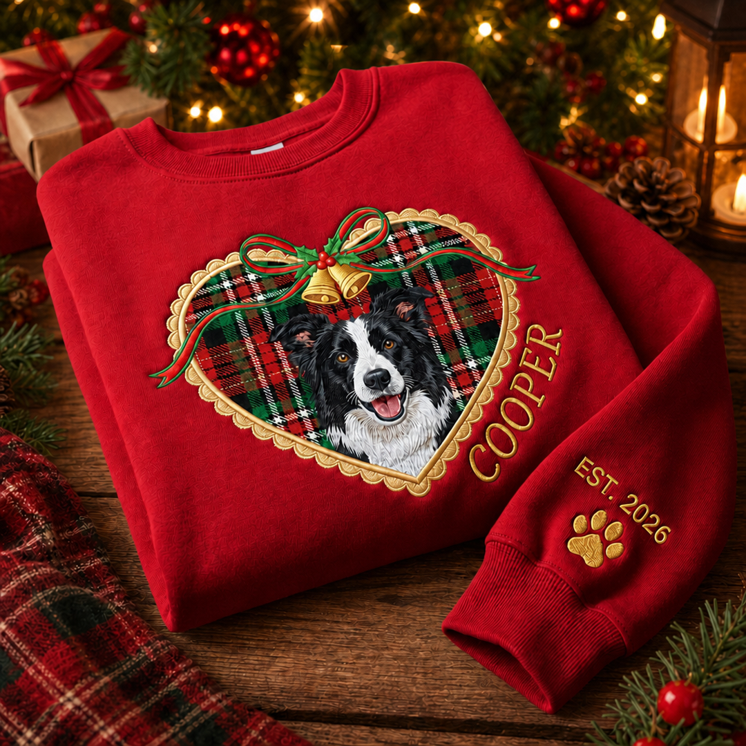 Custom Locket Heart Pet Portrait Christmas Sweatshirt