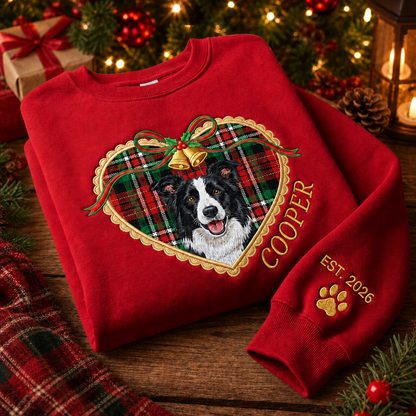 Custom Locket Heart Pet Portrait Christmas Sweatshirt