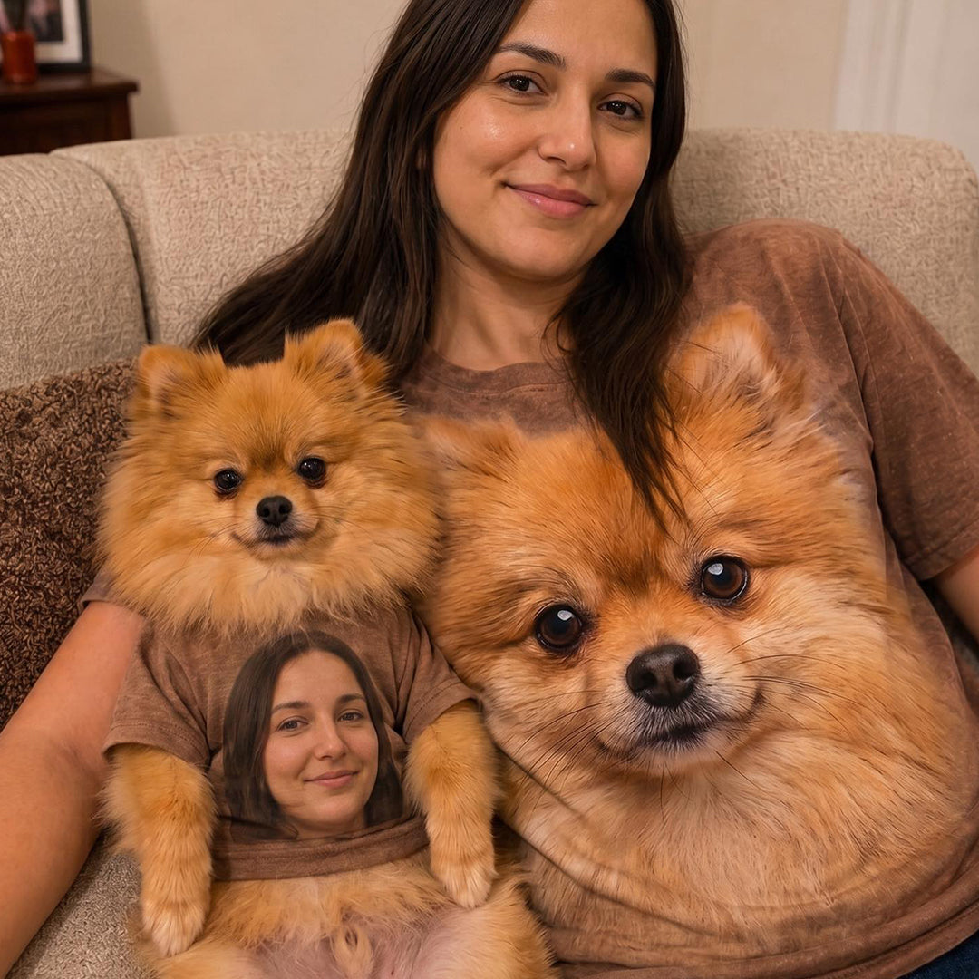 Personalized Matching Portrait T-Shirts for You & Your Pet