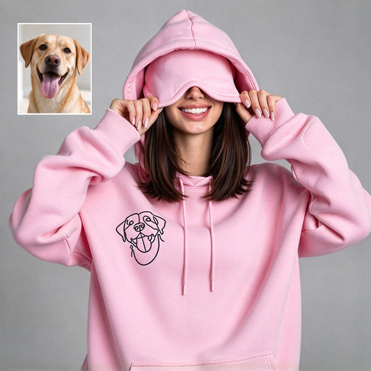 Custom Dog Portrait Travel Hoodie with Sleep Mask Hood