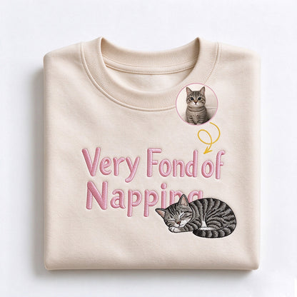 Very Fond of Napping — Custom Pet Portrait Embroidered Sweatshirt