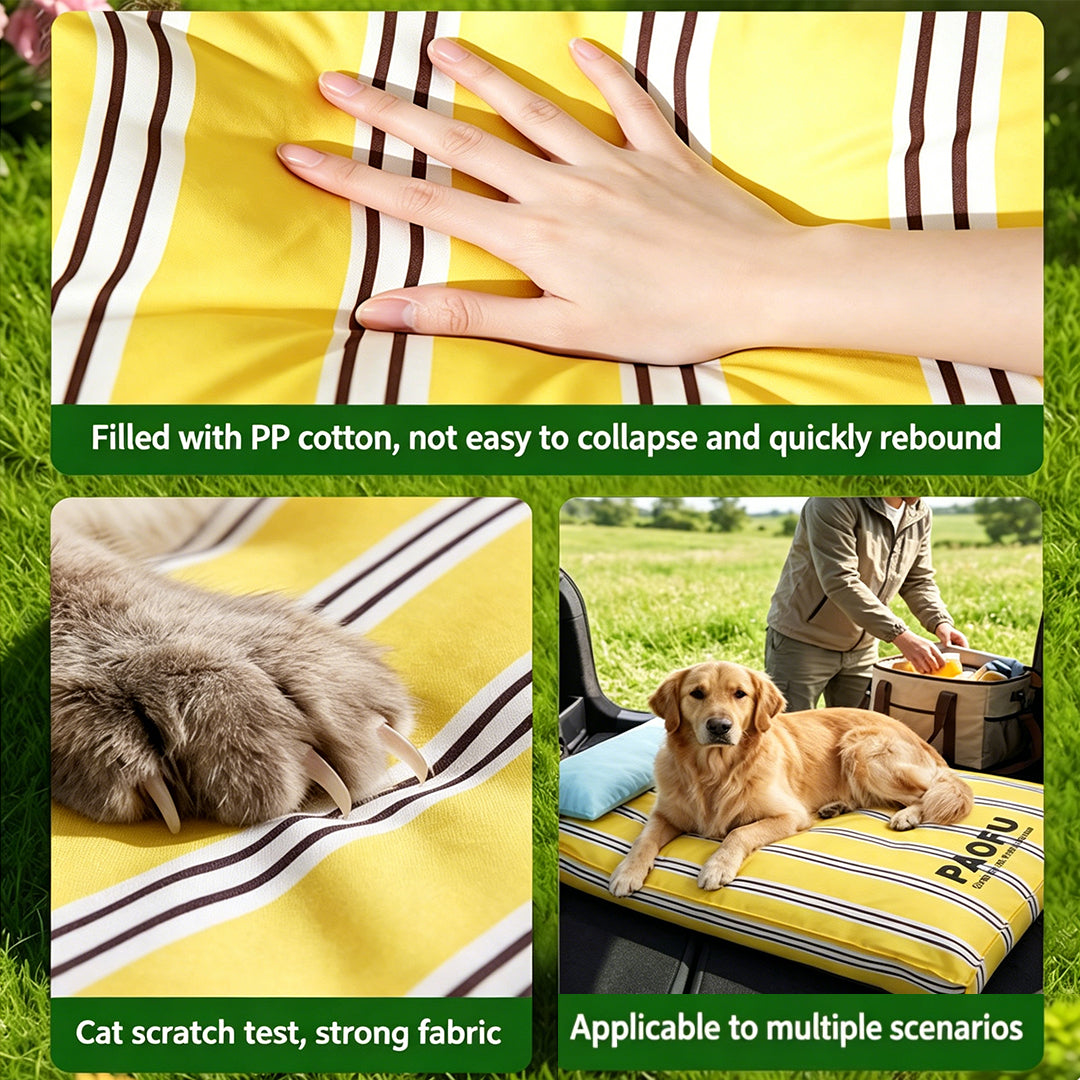 Personalized Waterproof Striped Pet Bed with Pillow