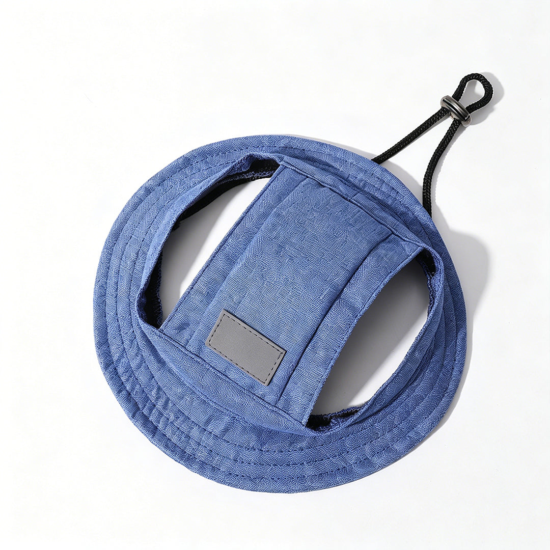 Personalized Custom Ear-Hole, Sun-Protective, Linen-Look Denim-Style Sun Hat for Dogs
