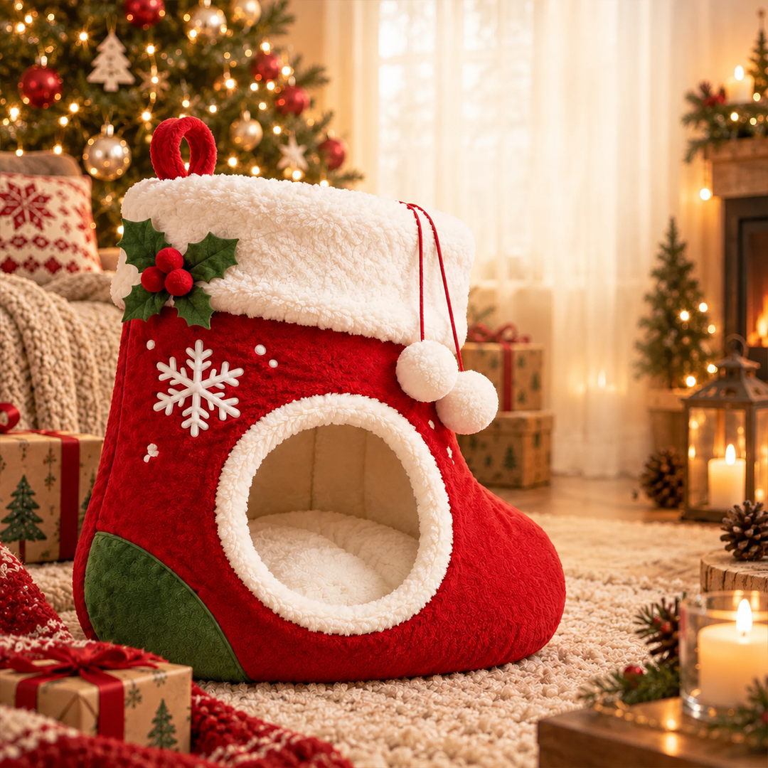 Christmas Stocking Cat Cave Bed