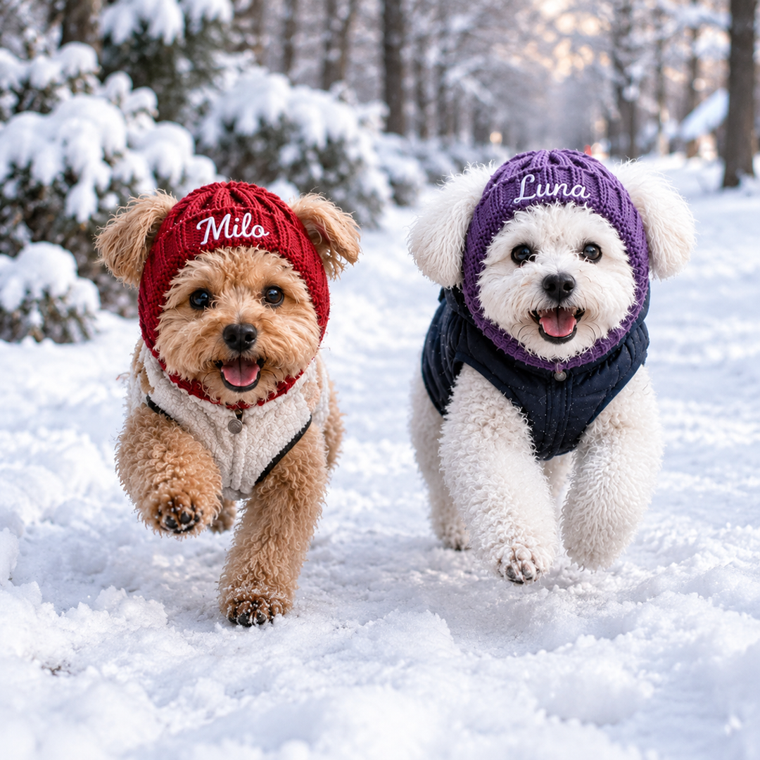 Personalized Embroidered Dog Beanie with Ear Holes