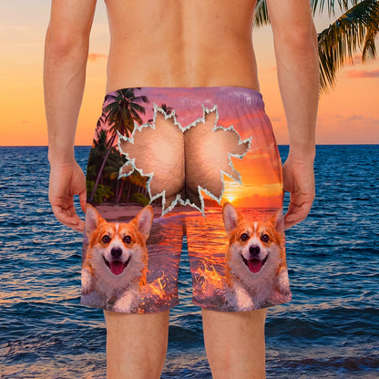 Personalized Men's Custom Dog-Face Swim Trunks