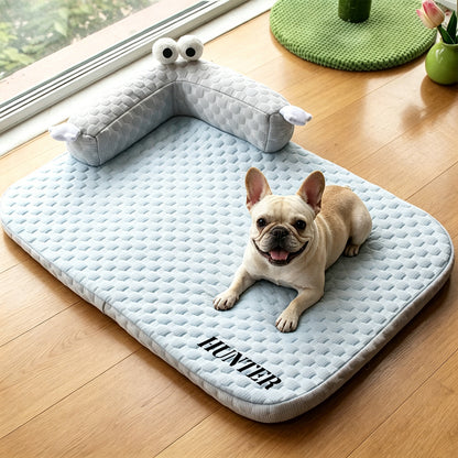 Personalized Summer Cooling Pet Bed with Neck Support Pillow