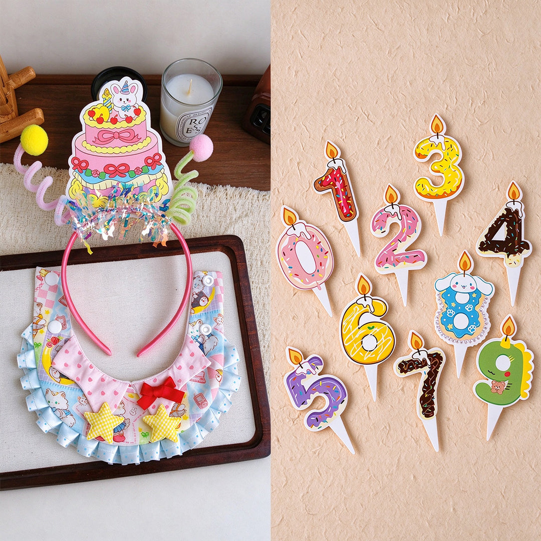 Birthday Cake Headband & Bandana Set for Pets