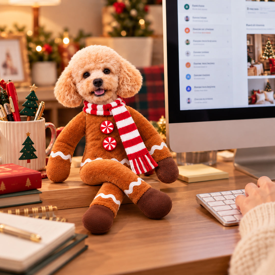 Personalized Christmas Costume Pet Poseable Plush Doll with Funny Pet Photos