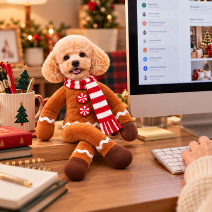 Personalized Christmas Costume Pet Poseable Plush Doll with Funny Pet Photos