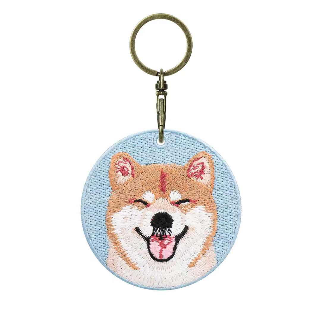 Personalized Custom Embroidered Pet Portrait Keychain