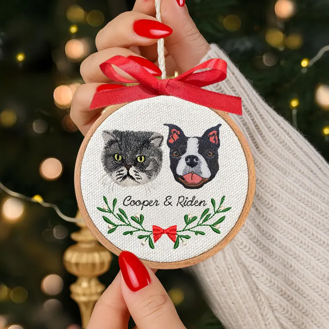 Custom Two-Pet Realistic Portrait Ornament