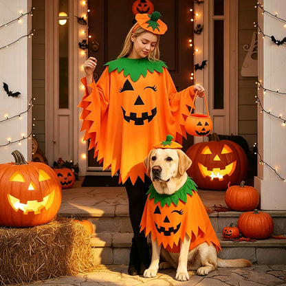 Puptailor Halloween Pumpkin Costume Set Suitable for Adults, Children, and Pets