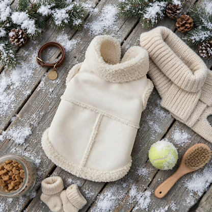 Personalized Sherpa Trim Suede Pet Vest with Leash Hole