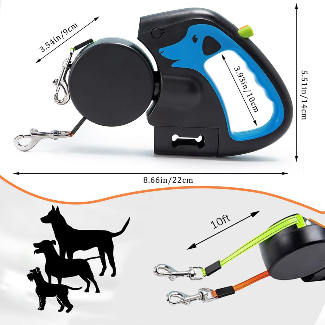 One-to-two Automatic Retractable Multi-functional Dog Leash With Lights