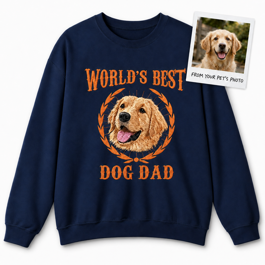 Custom World's Best Pet Portrait Embroidered Sweatshirt