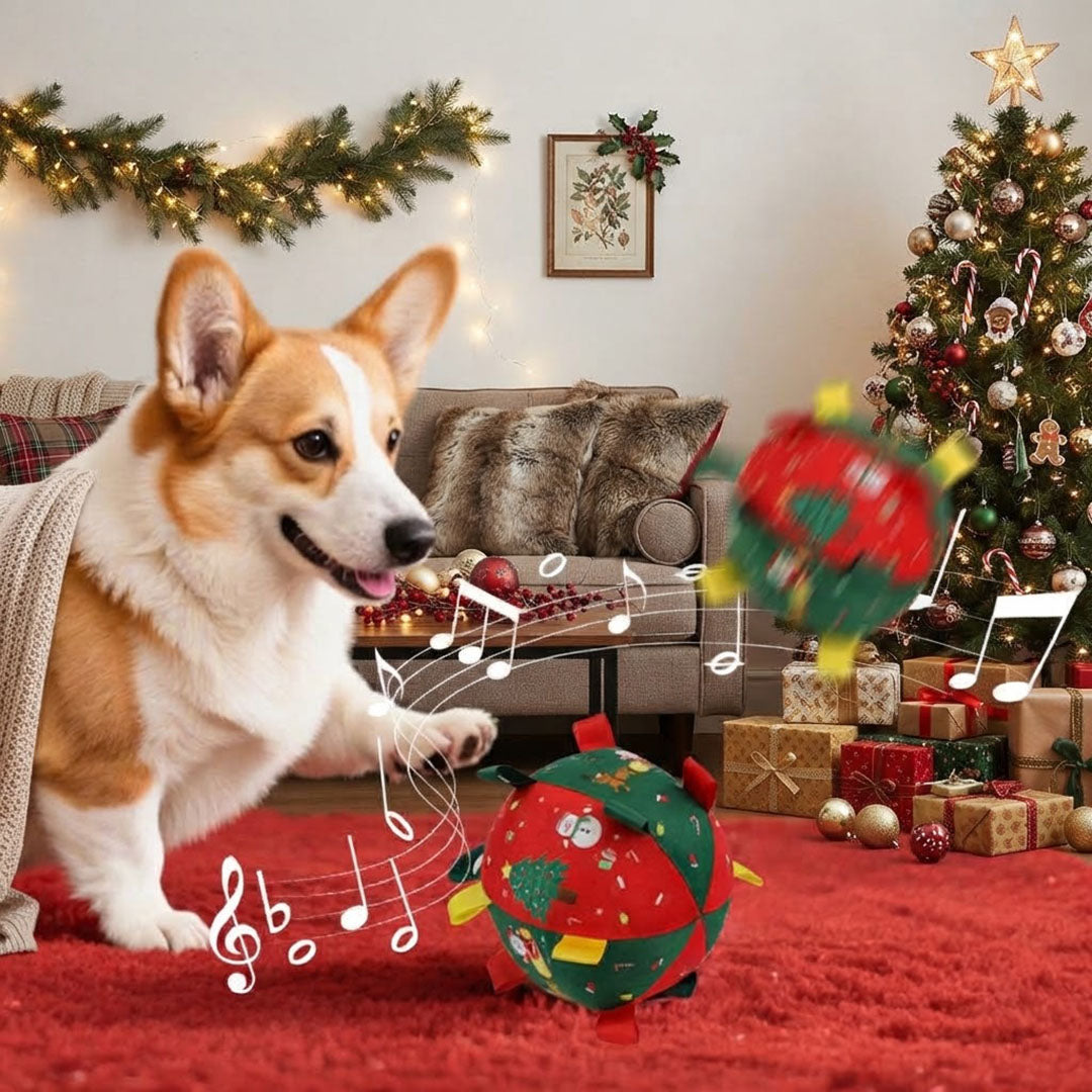 Christmas Tree Dog Plush Ball Toy with Bell