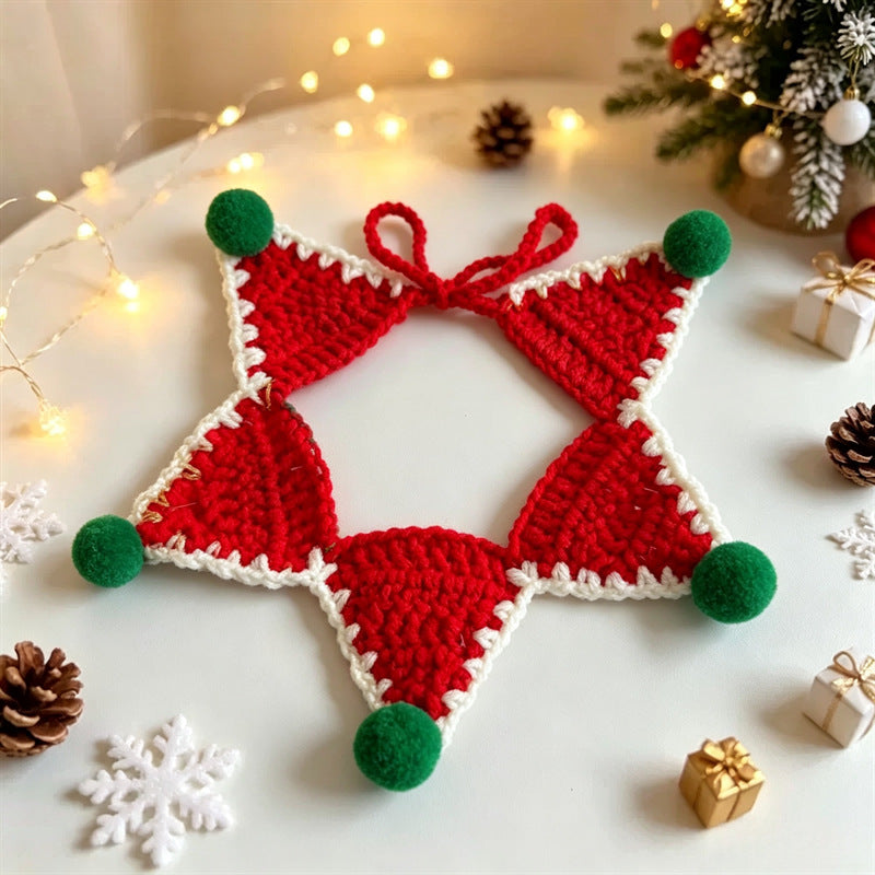 Crochet Christmas Cat Collar & Hat