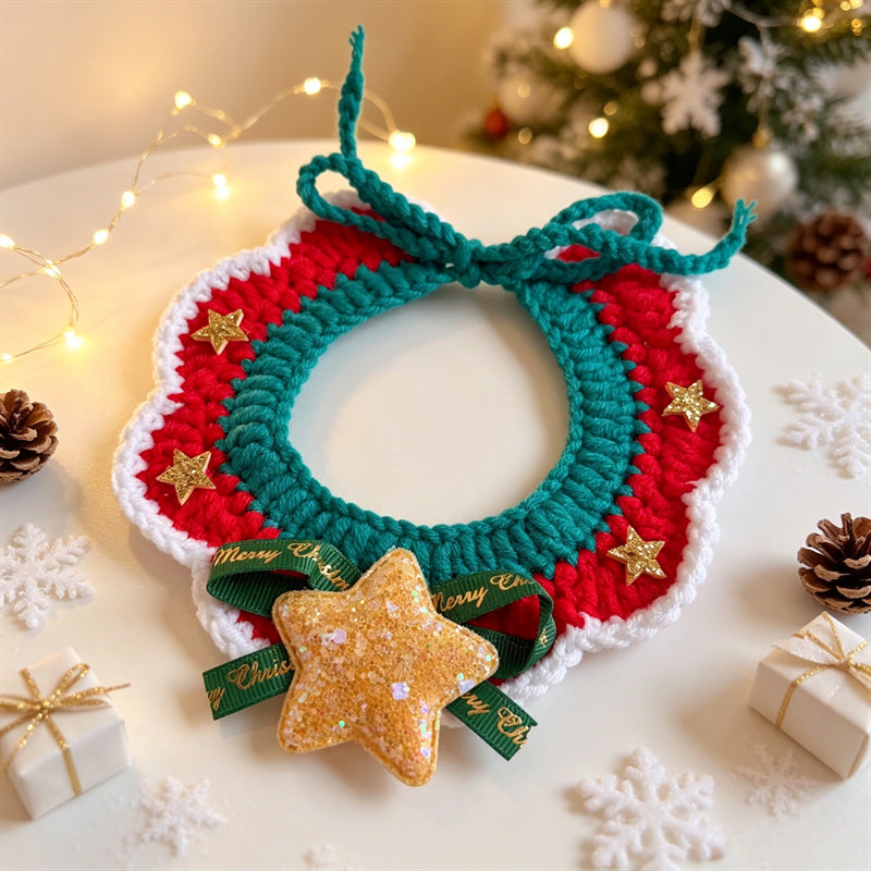 Crochet Christmas Cat Collar & Hat