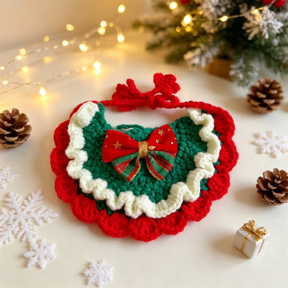 Crochet Christmas Cat Collar & Hat