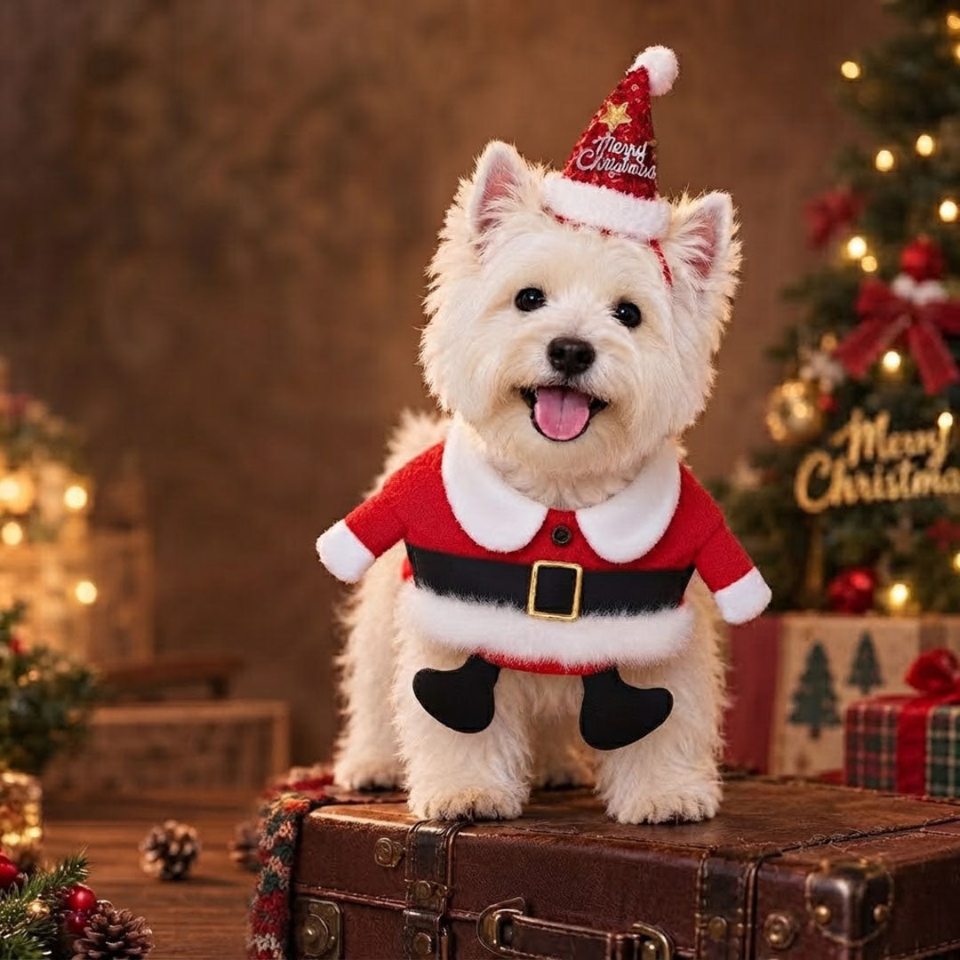 Christmas Pet Santa Collar And Hat