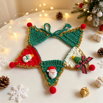 Crochet Christmas Cat Collar & Hat