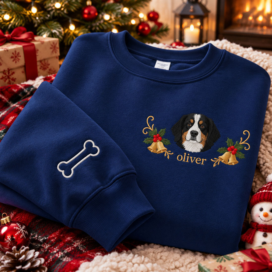 Custom Pet Photo Christmas Wreath Pet Sweatshirt