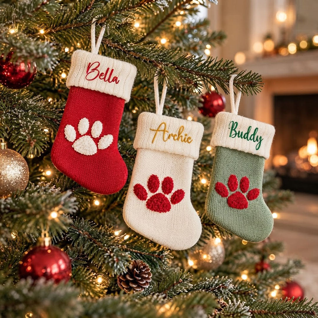 Personalised Pet Christmas Stocking with Embroidered Name