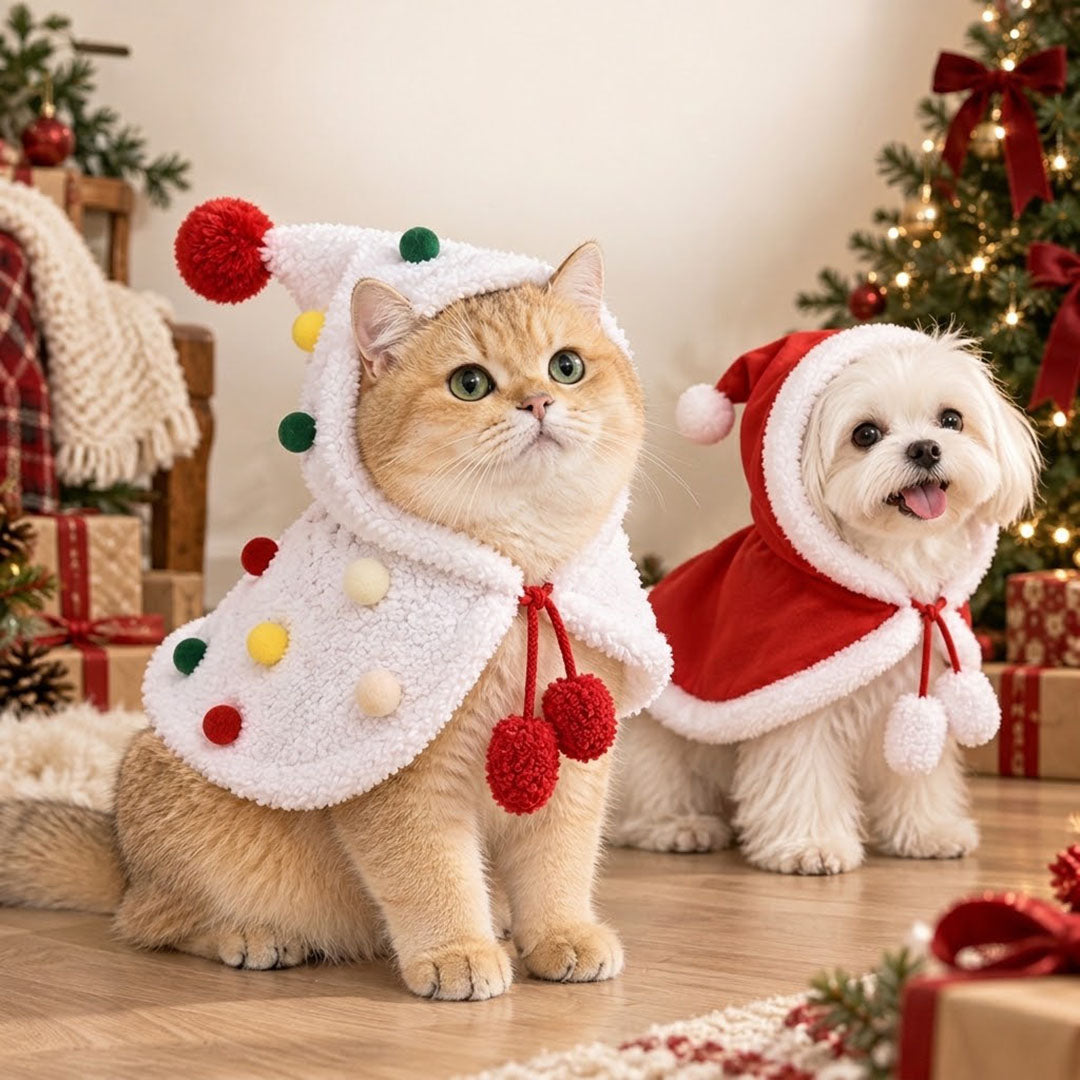Christmas Pet Cape for Cats and Small Dogs