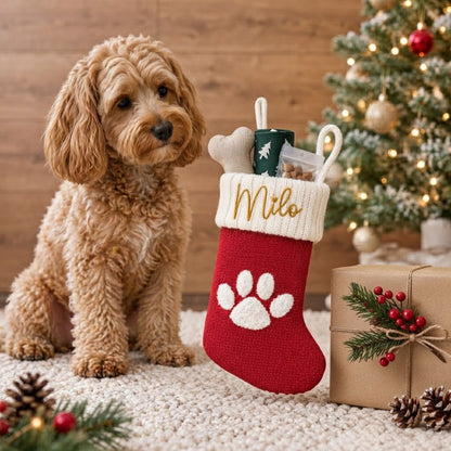 Personalised Pet Christmas Stocking with Embroidered Name
