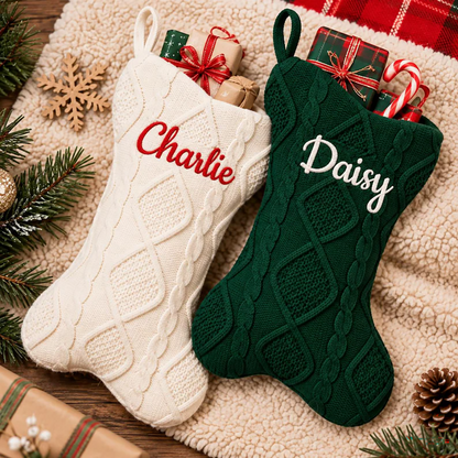 Custom Pet Name Bone Stocking