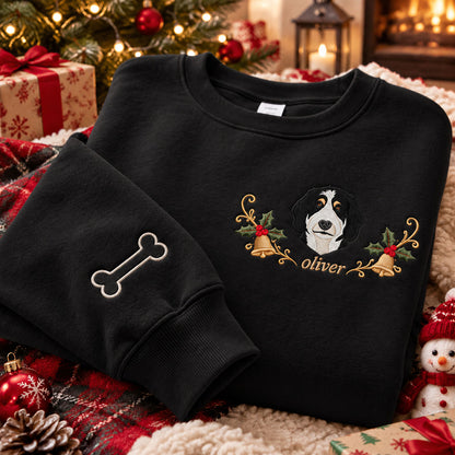 Custom Pet Photo Christmas Wreath Pet Sweatshirt
