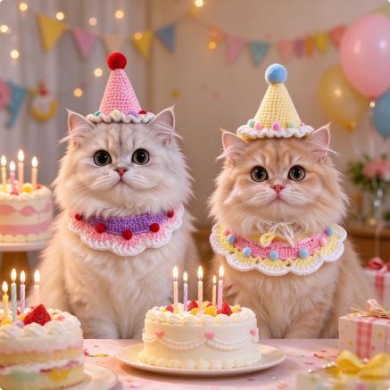 Crochet Birthday Hat & Collar Set for Pets