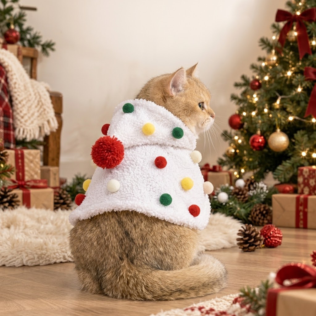 Christmas Pet Cape for Cats and Small Dogs
