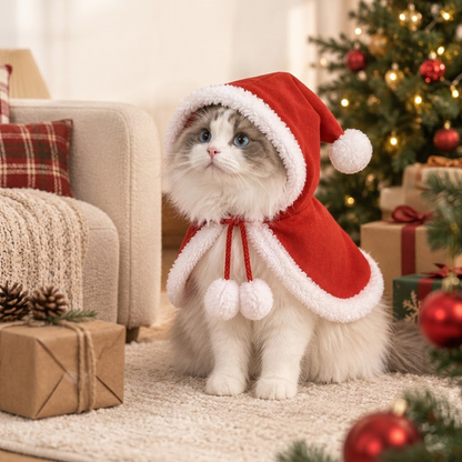 Christmas Pet Cape for Cats and Small Dogs
