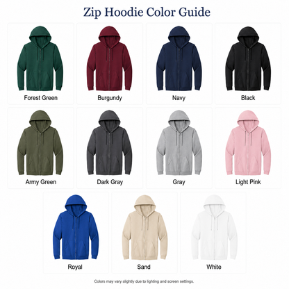 PupTailor zip hoodie 11 garment color guide